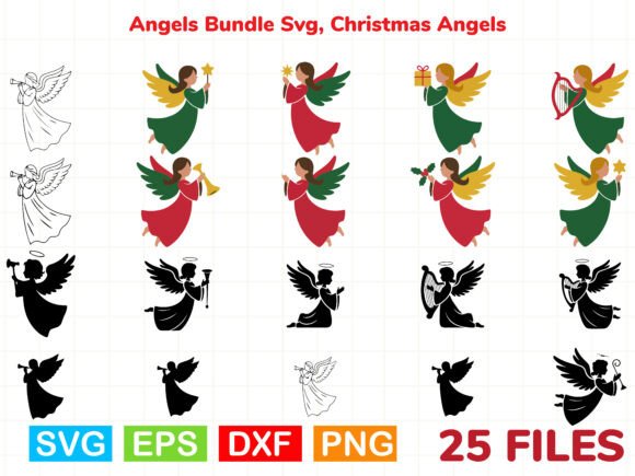 Angels Bundle Svg: Christmas Illustrations