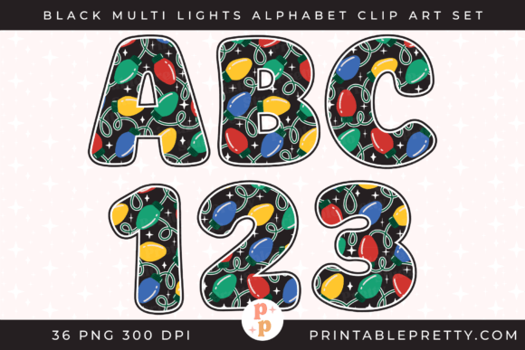 Black Christmas Lights Alphabet PNG Review