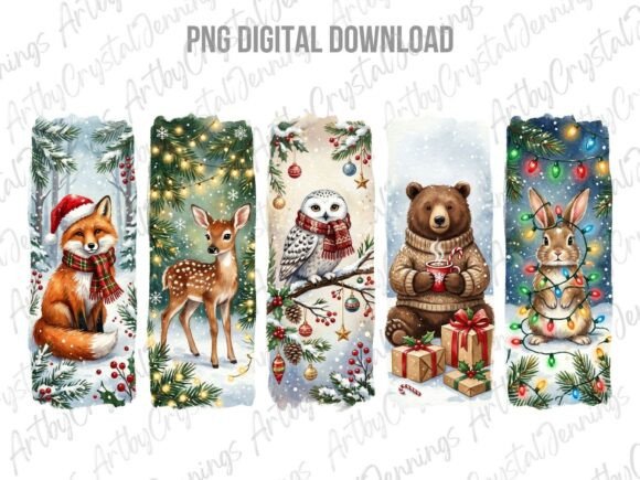 Christmas Animals Brushstroke PNG & Illustrations