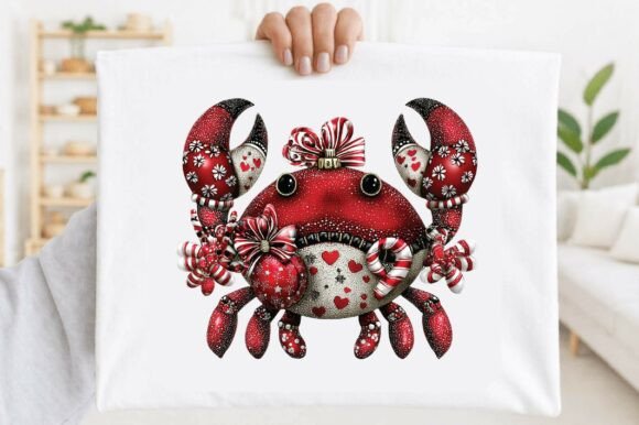 Christmas Crab Clipart, Cute Holiday Illustrations