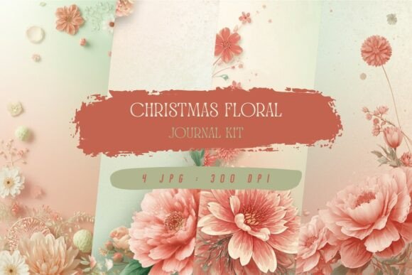 Christmas Floral Journal Kit, Wallpaper & Illustrations