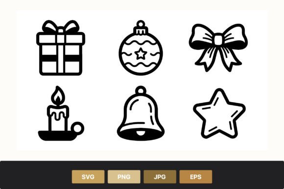 Christmas Gift Candle Bell Star Bow Illustrations