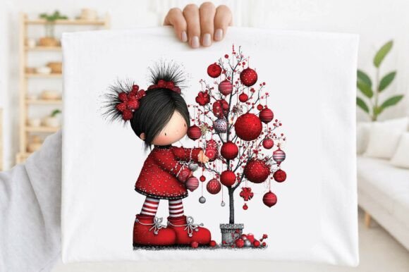 Christmas Girl Tree PNG Clipart & Illustrations