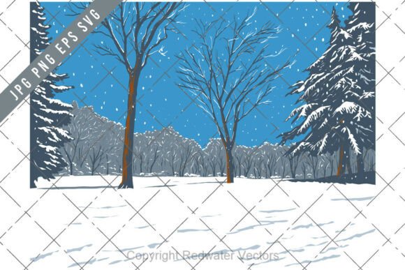 Christmas in Central Park New York WPA Illustrations