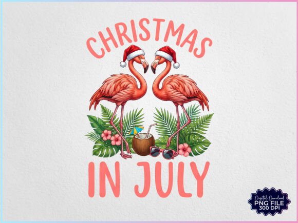 Christmas in July Flamingo PNG Illustrations