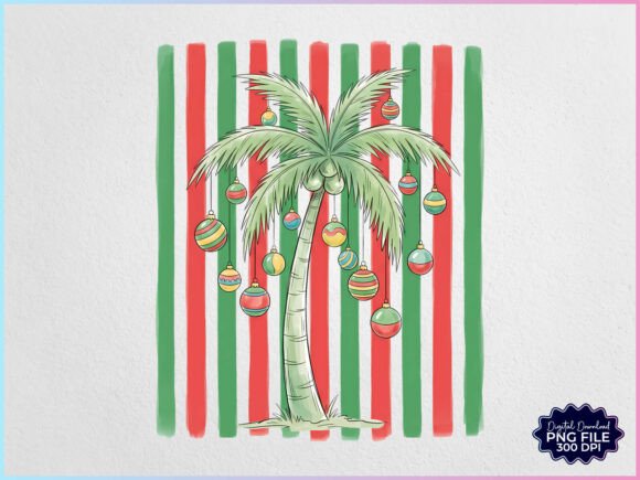 Christmas in July Palm Tree Stripe PNG Illustrations