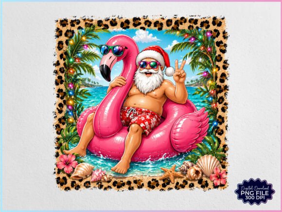 Christmas in July Santa Leopard PNG Illustrations