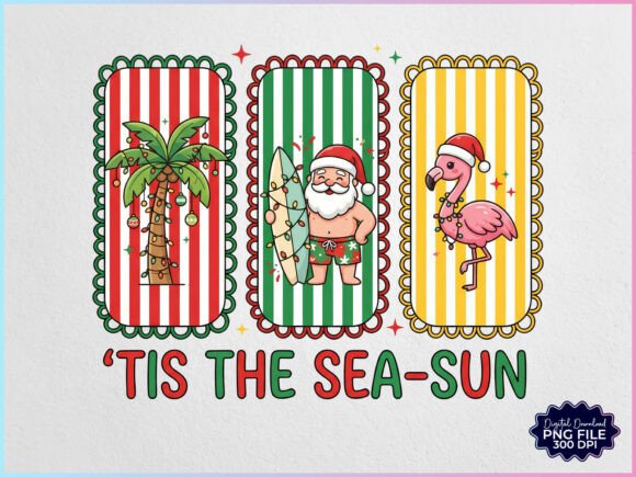 Christmas in July Tis the Sea Sun PNG Illustrations