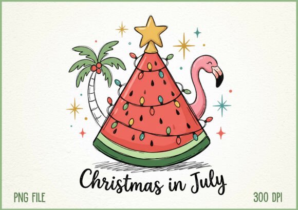 Christmas in July Watermelon Summer PNG & Illustrations