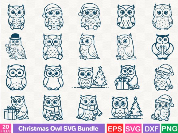 Christmas Owl SVG Bundle: Festive Illustrations