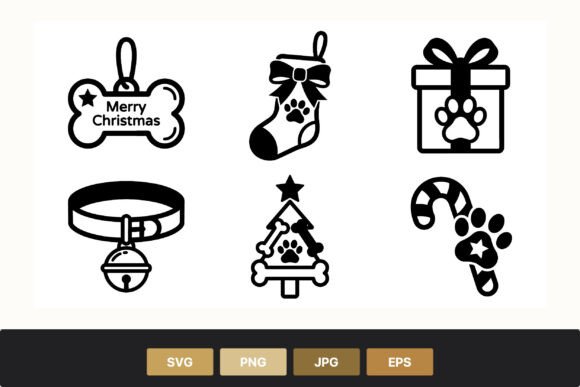 Christmas Pet Icons: Festive Illustrations