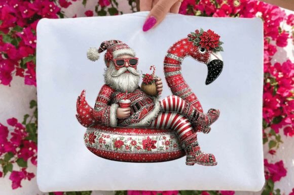 Christmas Santa Summer Vacation Clipart & Illustrations