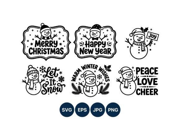 Christmas Snowman Joyful Holiday Wishes Illustrations