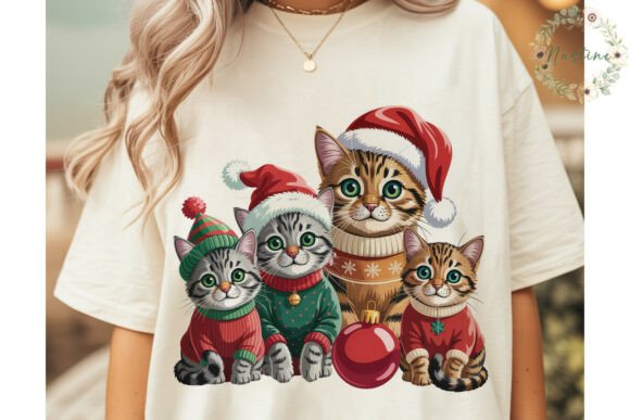 Christmas Tabby Cats Sublimation Design & Illustrations