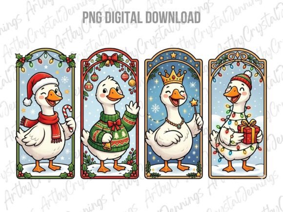 Cute Christmas Goose Holiday PNG & Illustrations