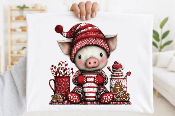 Cute Christmas Pig PNG Clipart & Illustrations