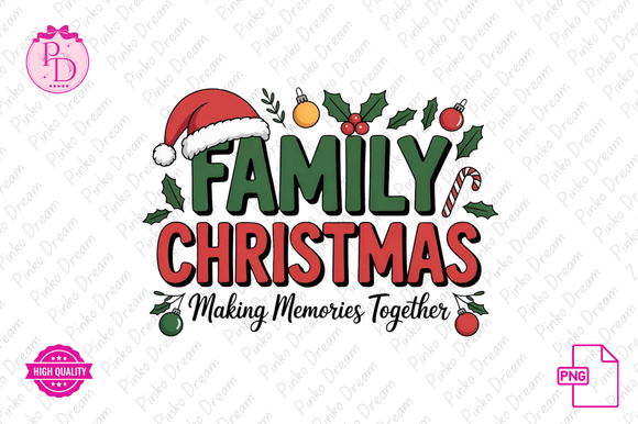 Cute Family Christmas PNG Sublimation Illustrations