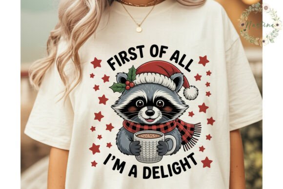 Cute Raccoon Christmas PNG Clipart & Illustrations
