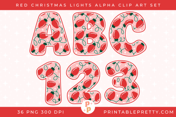 Cute Red Christmas Lights Alphabet PNG Review