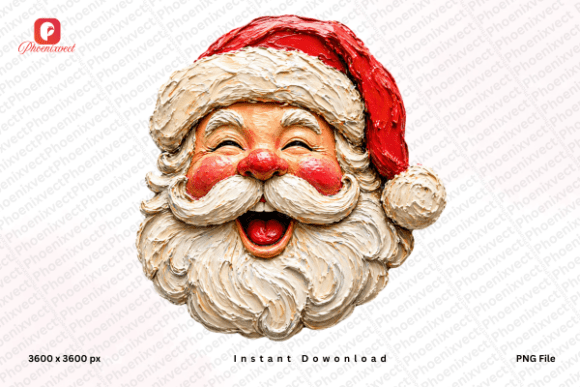 Hand Painted Christmas Sunny Santa PNG Illustrations