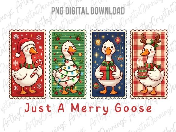 Just a Merry Goose Christmas PNG & Illustrations