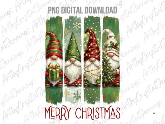 Merry Christmas Gnome Brushstroke PNG & Illustrations