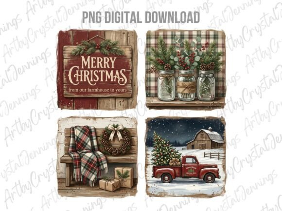 Merry Christmas Holiday Scene PNG & Illustrations