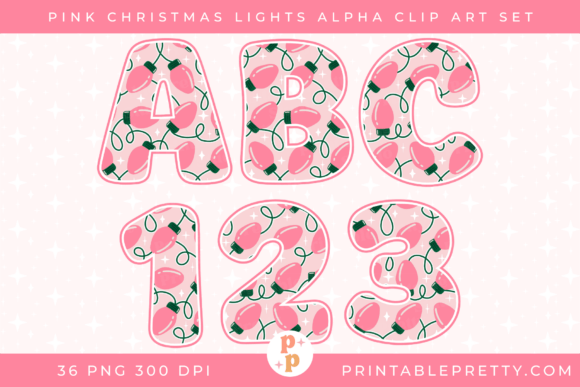 Pink Christmas Lights Alphabet PNG Review