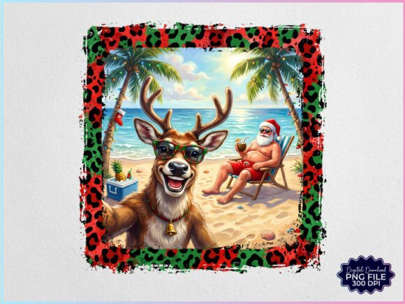 Reindeer Selfie Santa Christmas in July Illustrations