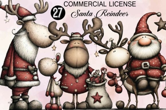 Santa Reindeer Christmas Clipart Review
