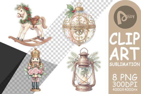 Victorian Christmas Sublimation PNG & Illustrations