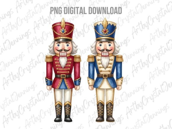 Watercolor Christmas Nutcrackers PNG Illustrations