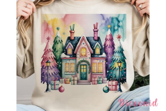 Whimsical Christmas Village PNG Clipart & Illustrations